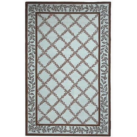 Safavieh 5 ft. - 3 in. x 8 ft. - 3 in. Medium Rectangle- Transitional Chelsea Blue And Brown Hand Hooked Rug HK230J-5